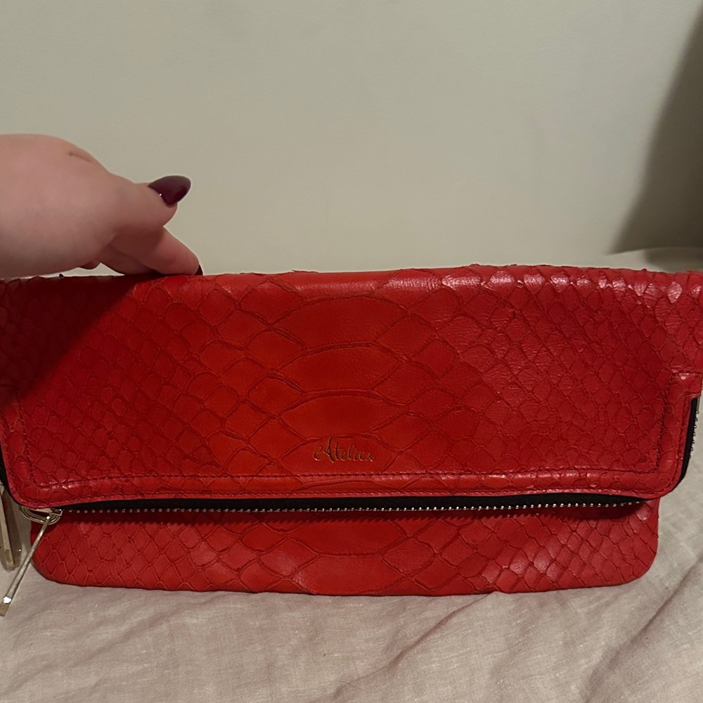 Brahmin Atelier Vibrant Red Textured Clutch